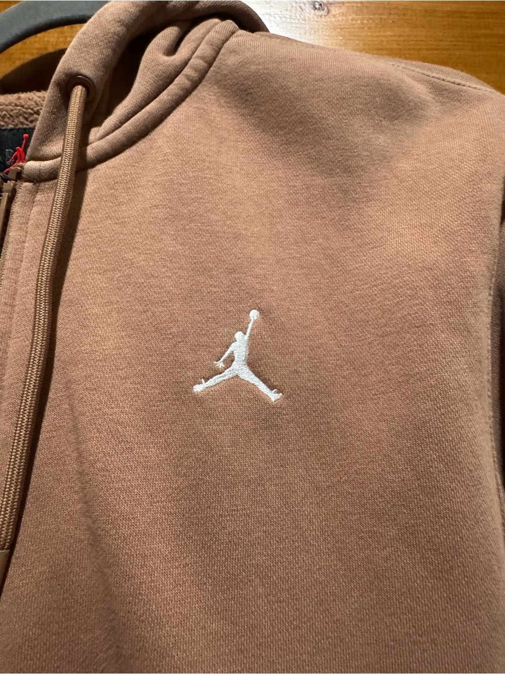 Nike Brown Zip-Up Hoodie with White Jumpman Embroidery